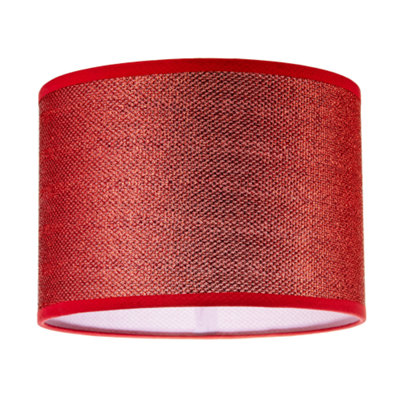B&Q -  Modern And Designer Mini Diamond Red Glitter Fabric Round Lamp Shade