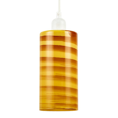 Happy Homewares Striped Amber Glass Cylinder Pendant Shade With Retro Inspired Look from B&Q