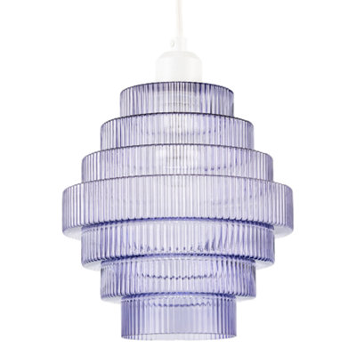 B&Q -  Tiered Stepped Design Smoked Lavender Glass Pendant Ceiling Lamp Shade
