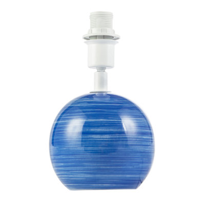 Happy Homewares Chic Blue and White Stripe Ceramic Gloss Table Lamp Base with Tiltable Lamp Holder | 20cm x 12cm | Inline Cable Switch Button - Image 4