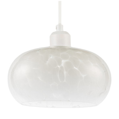 Happy Homewares Designer Opal White Snowflake Domed Glass Pendant Ceiling Light Shade from B&Q