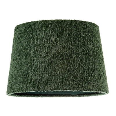 B&Q -  Elegant Rich Forest Green Tapered Lampshade In Boucle Lamb Wool Fabric