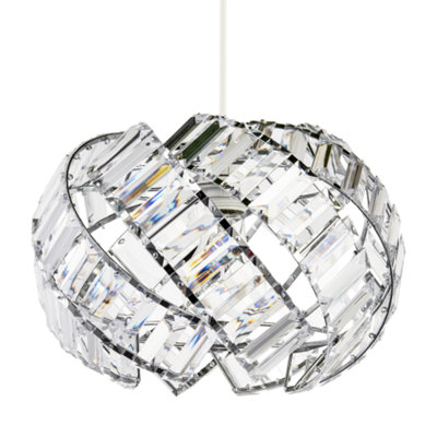 Happy Homewares Modern Chrome Pendant Lamp Shade With Curved Strips And Acrylic Prisms from B&Q
