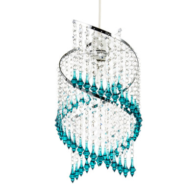 Happy Homewares Modern Spiral Waterfall Pendant Shade With Teal And Clear Acrylic from B&Q