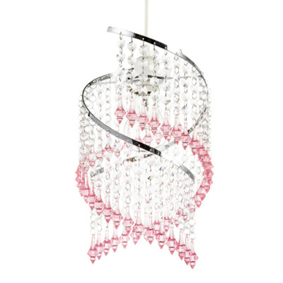 Happy Homewares Modern Spiral Waterfall Pendant Shade With Pink And Clear Acrylic from B&Q