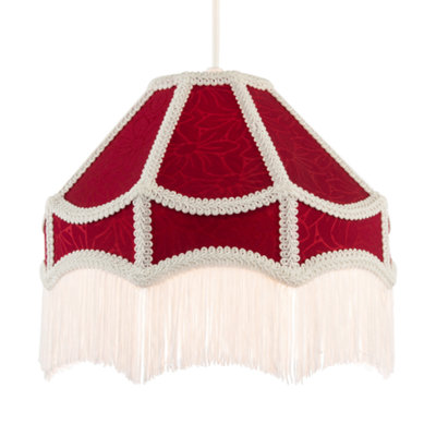 Happy Homewares Classic Victorian Style Empire Pendant Shade In Burgundy Red Fabric from B&Q