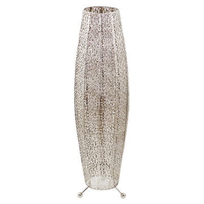 Happy Homewares Traditional And Ornate Floral Moroccan Floor Lamp In Polished Silver from B&Q