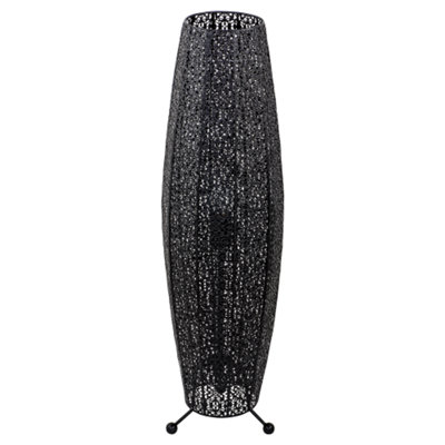 Happy Homewares Traditional And Ornate Floral Moroccan Floor Lamp In Black Gloss from B&Q