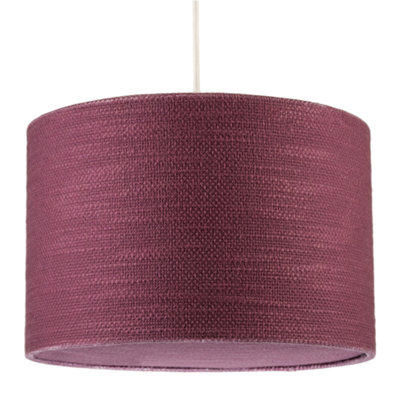 Happy Homewares Tawny Port Burgundy Textured Linen Pendant Light Shade With Diffuser from B&Q