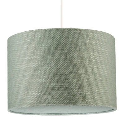 Happy Homewares Desert Sage Green Textured Linen Pendant Lighting Shade With Diffuser from B&Q