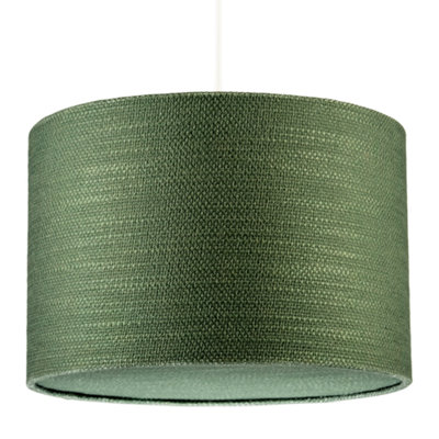 Happy Homewares Vineyard Green Textured Linen Pendant Lighting Shade With Diffuser from B&Q