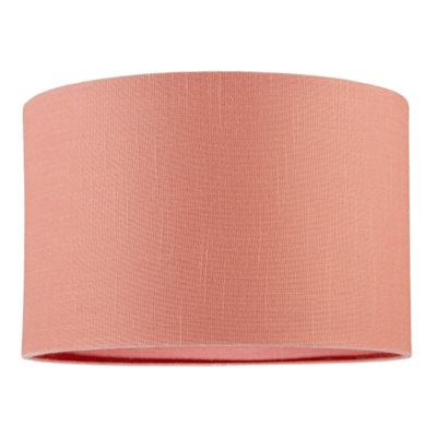 B&Q -  Chic Designer Peach Palazzo Textured Linen Fabric Circular Lamp Shade