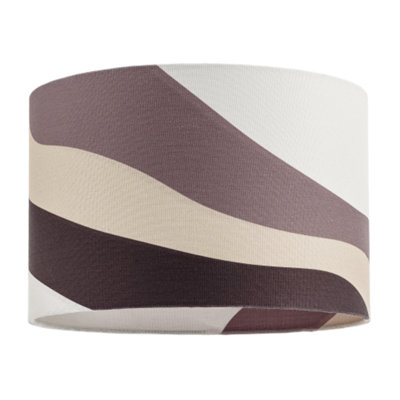 Happy Homewares Taupe And Brown Linen Lamp Shade With Inner And Outer Wavy Design from B&Q
