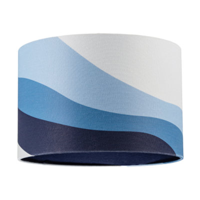 Happy Homewares Midnight Blue Linen Fabric Lamp Shade With Inner And Outer Wavy Design from B&Q