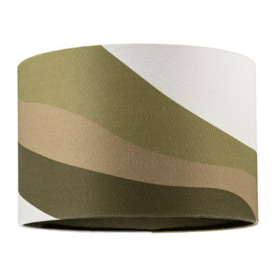 Happy Homewares Olive Green Linen Fabric Lamp Shade With Inner And Outer Wavy Design from B&Q