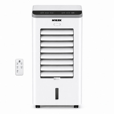 Mylek Air Cooler Portable Evaporative Fan Large 8L Water Tank Oscillating Humidifier 75W Cooling Remote Control Bedrooms Home from B&Q