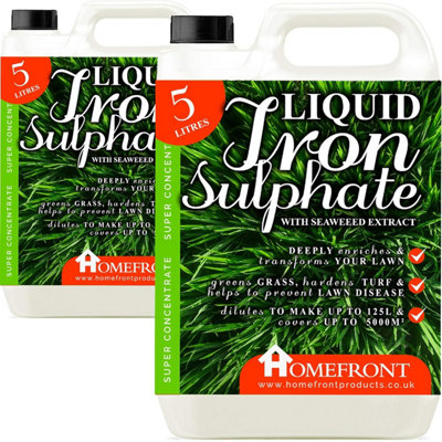 Homefront Liquid Iron Sulphate Greens Grass Hardens Turf And Helps To Prevent Lawn Disease Easy To Use Formula 10L from B&Q