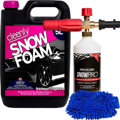 Cleenly Bubblegum Snow Foam 5L With Karcher Compatible Snow Foam Lance & Microfibre Wash Mitt from B&Q