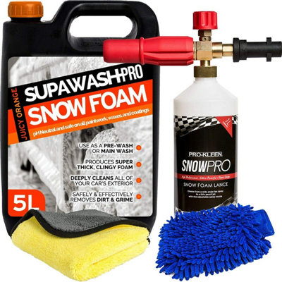Pro-Kleen Supawash-Pro Orange Snow Foam Car Shampoo 5L With Karcher Compatible Lance 1 X Microfibre Cloth & Microfibre Wash Mit from B&Q