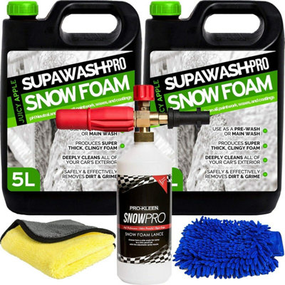 Pro-Kleen Supawash-Pro Apple Snow Foam Car Shampoo 10L With Karcher Compatible Lance 1 X Microfibre Cloth & Microfibre Wash Mit from B&Q