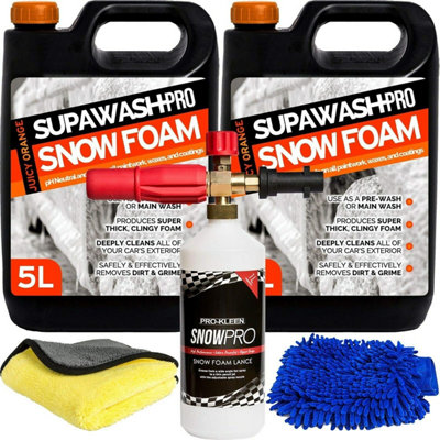 Pro-Kleen Supawash-Pro Apple Snow Foam Car Shampoo 10L With Karcher Compatible Lance 1 X Microfibre Cloth & Microfibre Wash Mit from B&Q