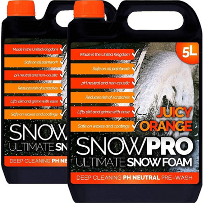 Pro-Kleen Snowpro Snow Foam Shampoo Car Wash Soap 10L Ph Neutral Vehicle Cleaning Detailing Pre Wash Orange Fragrance from B&Q