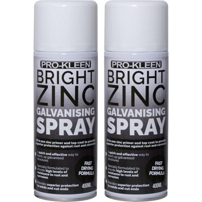 Pro-Kleen Bright Zinc Galvanising Paint All-In-One Primer & Topcoat400Ml X2 from B&Q