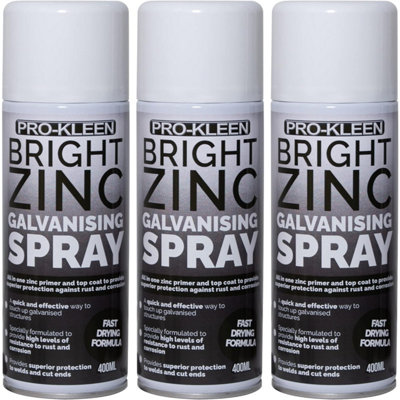 Pro-Kleen Bright Zinc Galvanising Paint All-In-One Primer & Topcoat400Ml X3 from B&Q