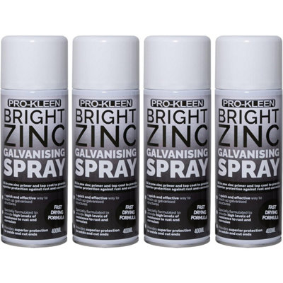 Pro-Kleen Bright Zinc Galvanising Paint All-In-One Primer & Topcoat400Ml X4 from B&Q