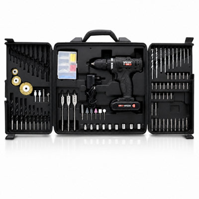 Mylek 18V Cordless Li-Ion Drill With 151 Accessory Diy Kit