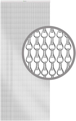 B&Q -  Aluminium Fly Blind Door Screen Chain Curtain Silver With Spare Chains & FixturesFor Buisness And Home