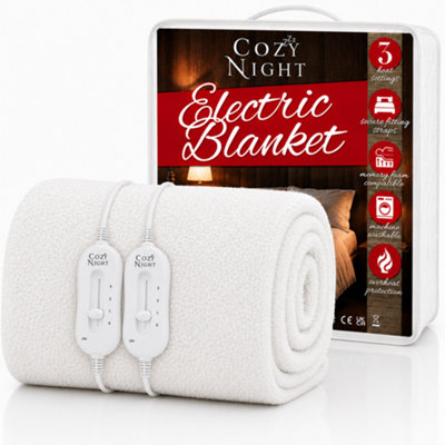 Cozy Nights Cozy Night Superking Size Electric Blanket Heated With 3 Heat Settings - Quick Fit Underblanket - Fleece Material Machine Washable