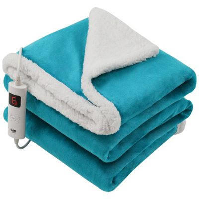 Glamhaus Heated Throw Electric Blanket 6 Heat And 3 Timer Auto Shut OffDigital ControlMachine WashableLight Blue from B&Q