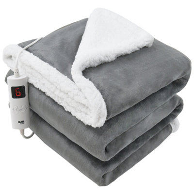 Glamhaus Heated Throw Electric Blanket 6 Heat And 3 Timer Auto Shut OffDigital ControlMachine WashableDark Grey from B&Q