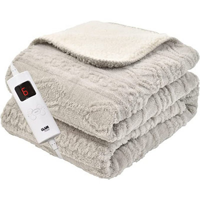 Glamhaus Heated Electric Throw BlanketLuxurious & Soft Design9 Temperature Settings & 9-Hour Timer Grey from B&Q