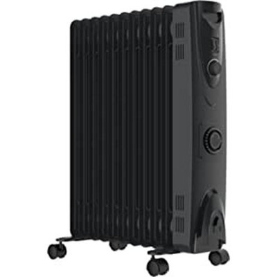 Mylek Oil Filled 2500W Heater Radiator Thermostat 3 Heat Settings With Timer Charcoal Grey