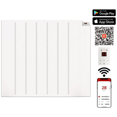 B&Q -  Electric Radiator Panel Heater Wifi Smart App Eco 1500W Bathroom Safe Wall Mounted Timer Thermostat