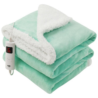Glamhaus Heated Throw Electric Fleece Over Blanket Sofa Bed Large 160 X 130Cm Lucite Green from B&Q
