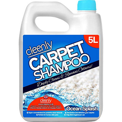 Cleenly Carpet Shampoo Cleaner Solution (5 Litres) - Ocean Splash Fragrance - Safe For All Carpet Cleaning Machines