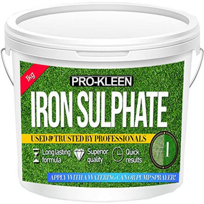Pro-Kleen Iron Sulphate 1 Kg Premium Ferrous Pure Lawn Tonic- Lawn Conditioner And Turf Hardener. Damp Grade from B&Q