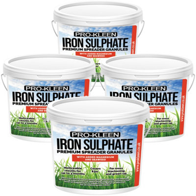Pro-Kleen Green Iron Sulphate Spreader Granules, Covers Up To 100M2, For Grass Up, Ferrous Sulphate 4X2.5kg