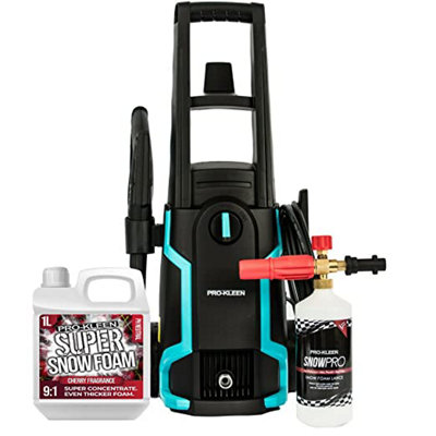 B&Q -  Pressure Washer 1600W ElectricPortable With Super Snow Foam 1Ltr And LanceCleaning PatiosWallsFencesCars