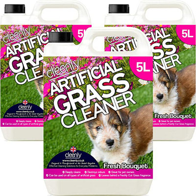 Cleenly Artificial Grass Cleaner For Dogs - Eliminates Pet Urine Stains And Odours - Fresh Bouquet Fragrance (15 Litres)