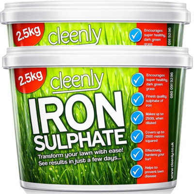 Cleenly Iron Sulphate For Lawns 5Kg Pure Lawn Tonic Ferrous Sulphate Of Iron Lawn Greener And Turf Hardener from B&Q