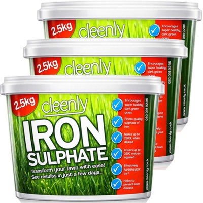 Cleenly Iron Sulphate For Lawns 7.5Kg Pure Lawn Tonic Ferrous Sulphate Of Iron Lawn Greener And Turf Hardener from B&Q