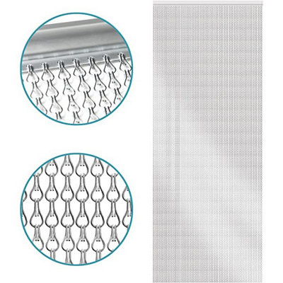 Homefront Silver Aluminium Fly Screen Heavy Duty Chain Curtain - Protects Against Flies, Wasps & Insects