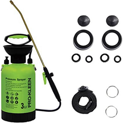 B&Q -  Garden Pressure Pump Sprayer Manual Action 3L With Brass Lance And 2 X Spare Seal Kits