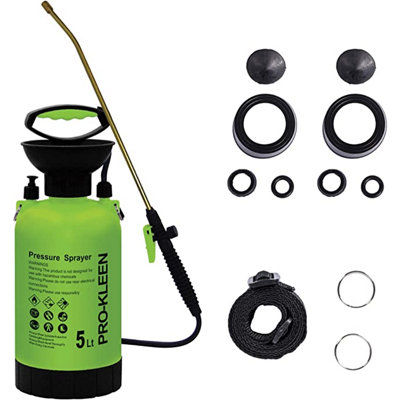B&Q -  Garden Pressure Pump Sprayer Manual Action 5L With Brass Lance And 2 X Spare Seal Kit