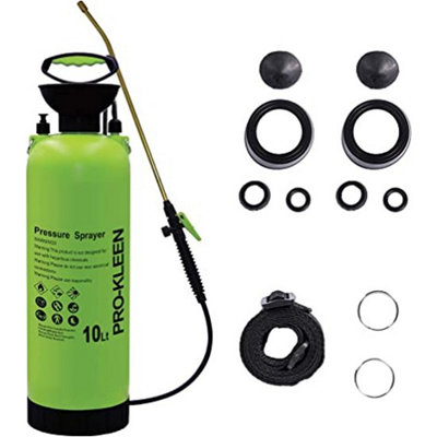 B&Q -  Garden Pressure Pump Sprayer Manual Action 10LBrass Lance2 X Spare Seal Kits