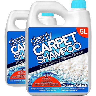 Cleenly Carpet Shampoo Cleaner Solution (10 Litres) - Ocean Splash Fragrance - Safe For All Carpet Cleaning Machines